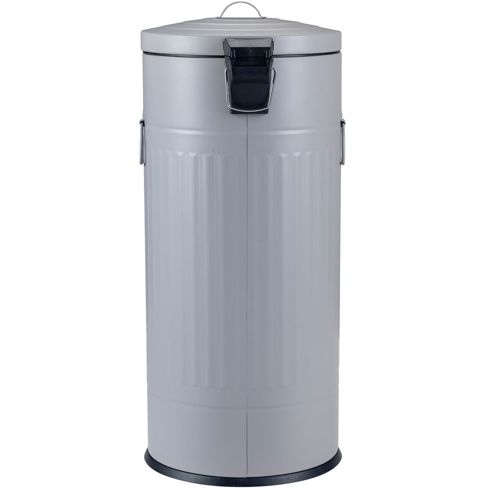 Charles Bentley Retro Round Steel Light Grey Kitchen Pedal Bin 30L Image 4