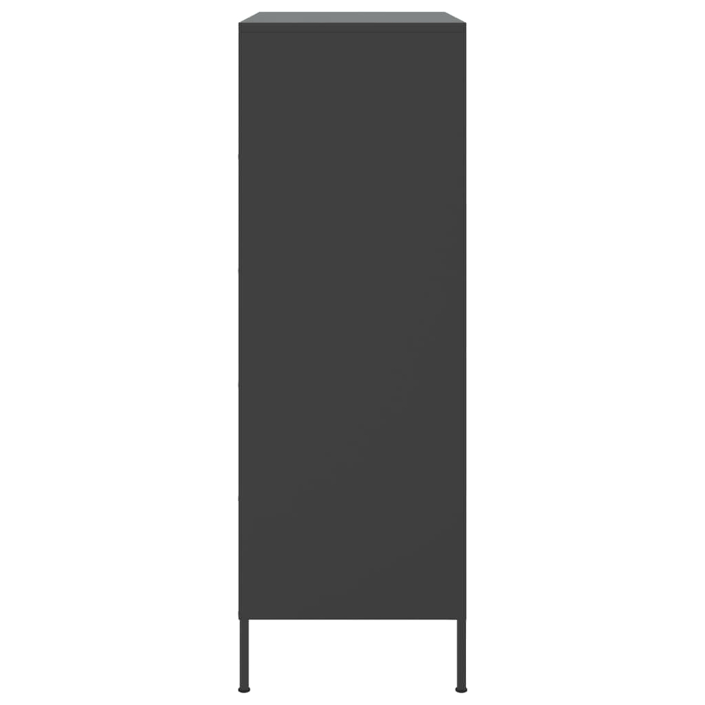 vidaXL 2 Door 2 Shelf Black Steel Highboard Image 7