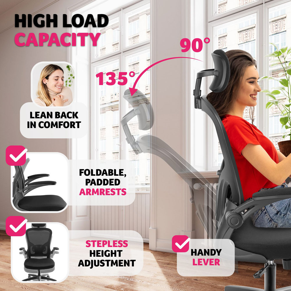 Tectake Arges Black Adjustable Office Chair Image 3