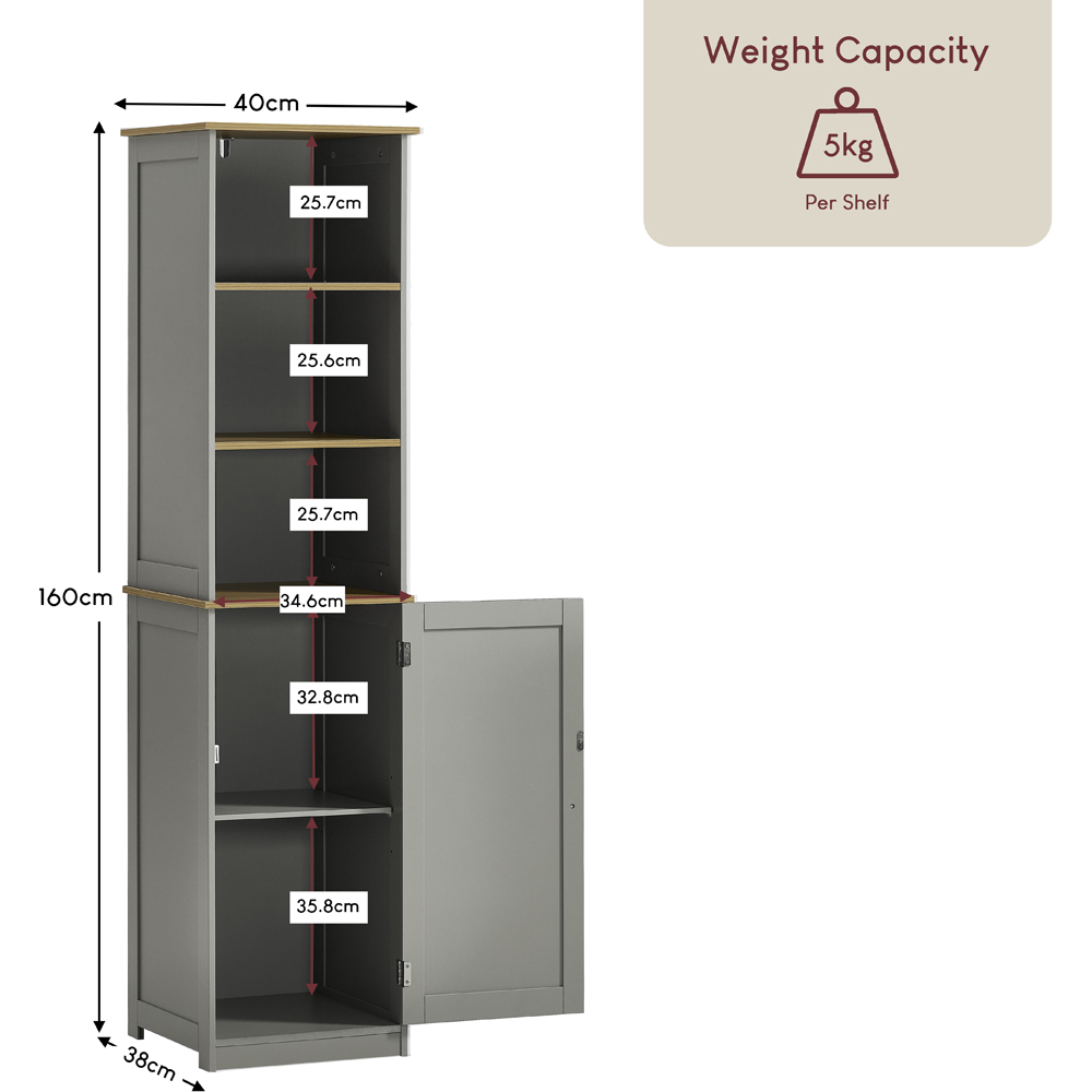 BATH VIDA Priano Single Door 3 Shelf Tall Floor Cabinet Image 9