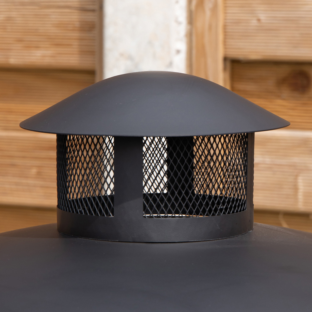 Samuel Alexander Black Steel Firedancer Chiminea Fire Pit with Fire Poker 80cm Image 5