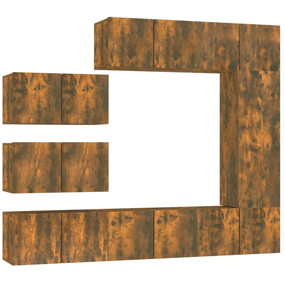 vidaXL 15 Door Smoked Oak Wall Mounted TV Cabinet Image 2