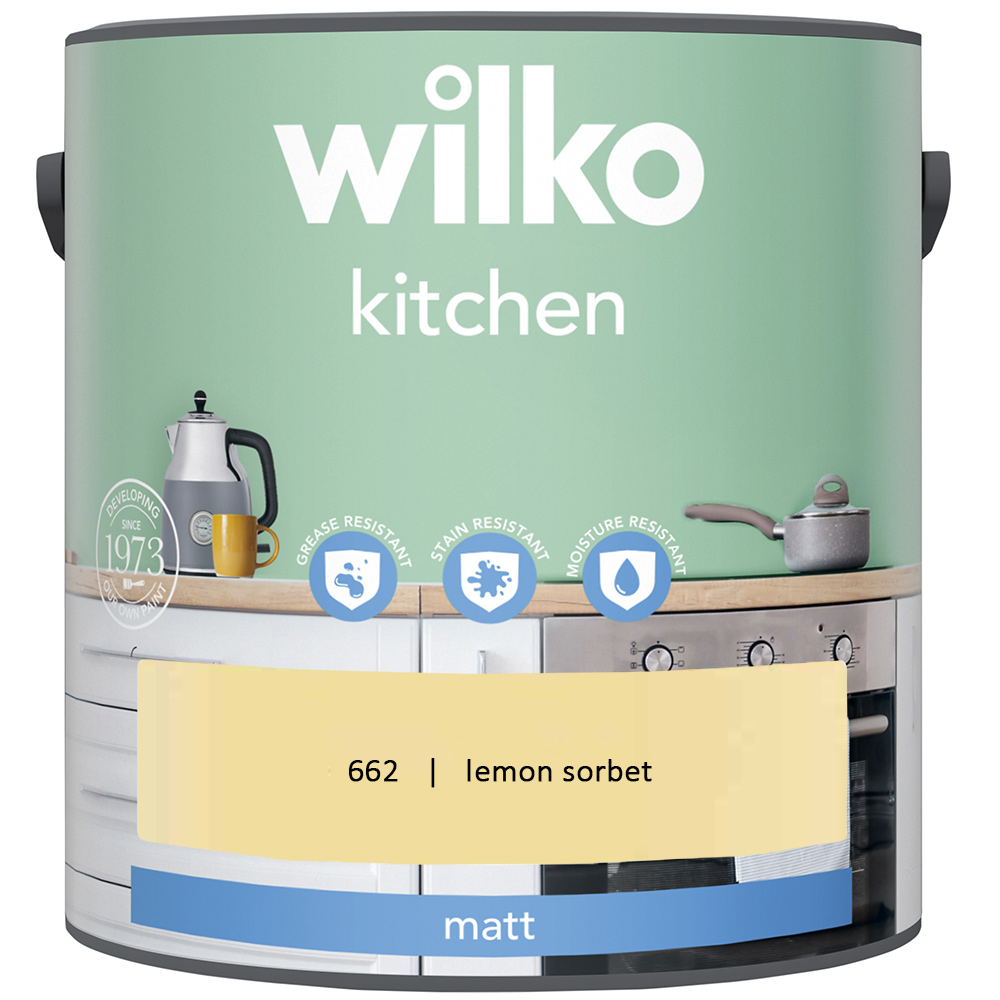 Wilko Kitchen Lemon Sorbet Matt Emulsion Paint 2.5L Image 2