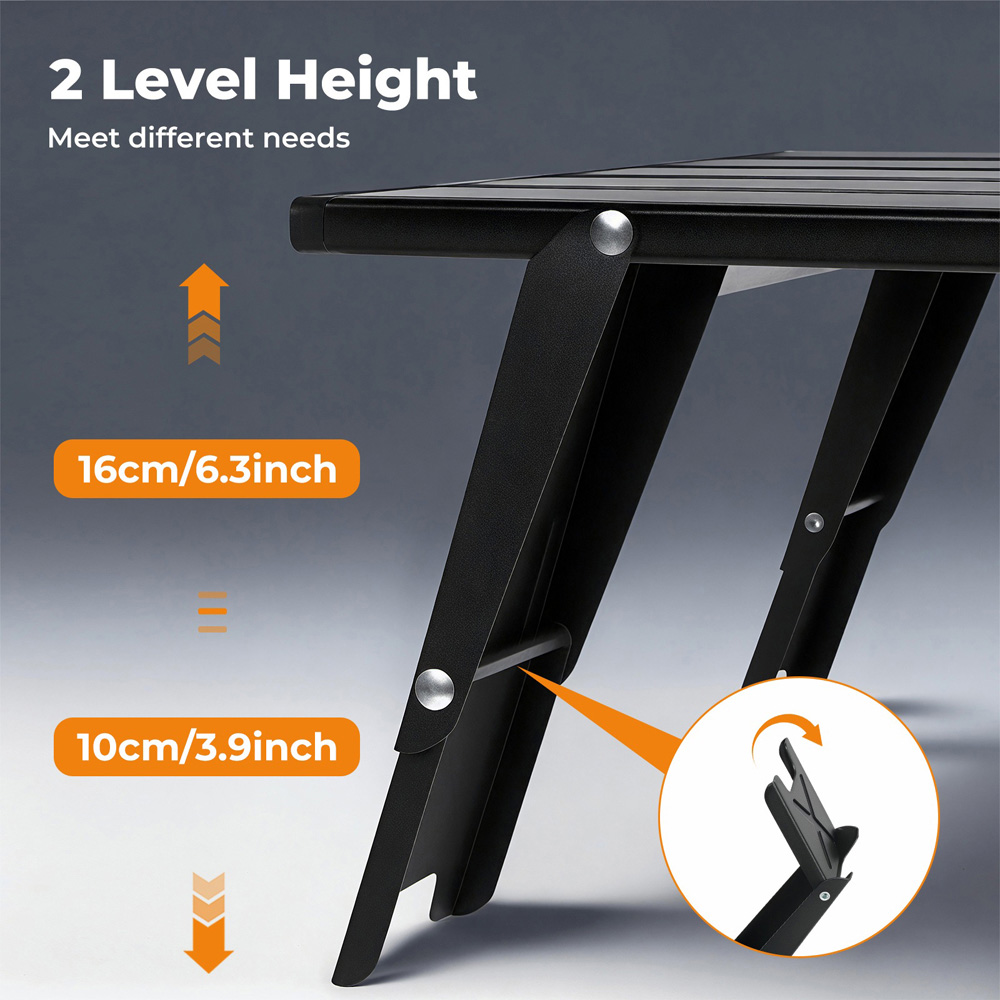 Levede Black Aluminium Foldable Camping Table Image 5
