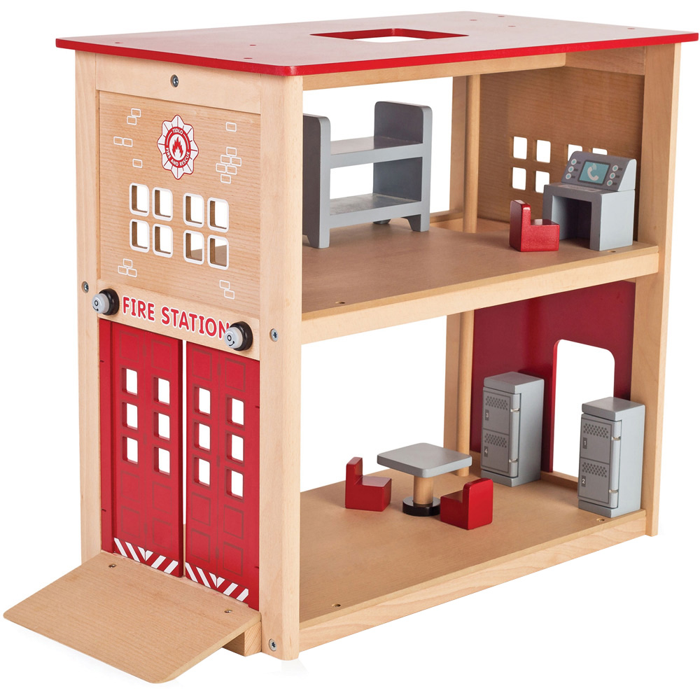 Tidlo Wooden Fire Station Playset Image 1