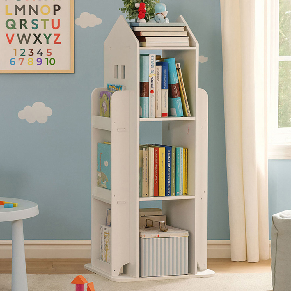 Neo White House Shaped Rotating Kid's Freestanding Bookshelf Image 1