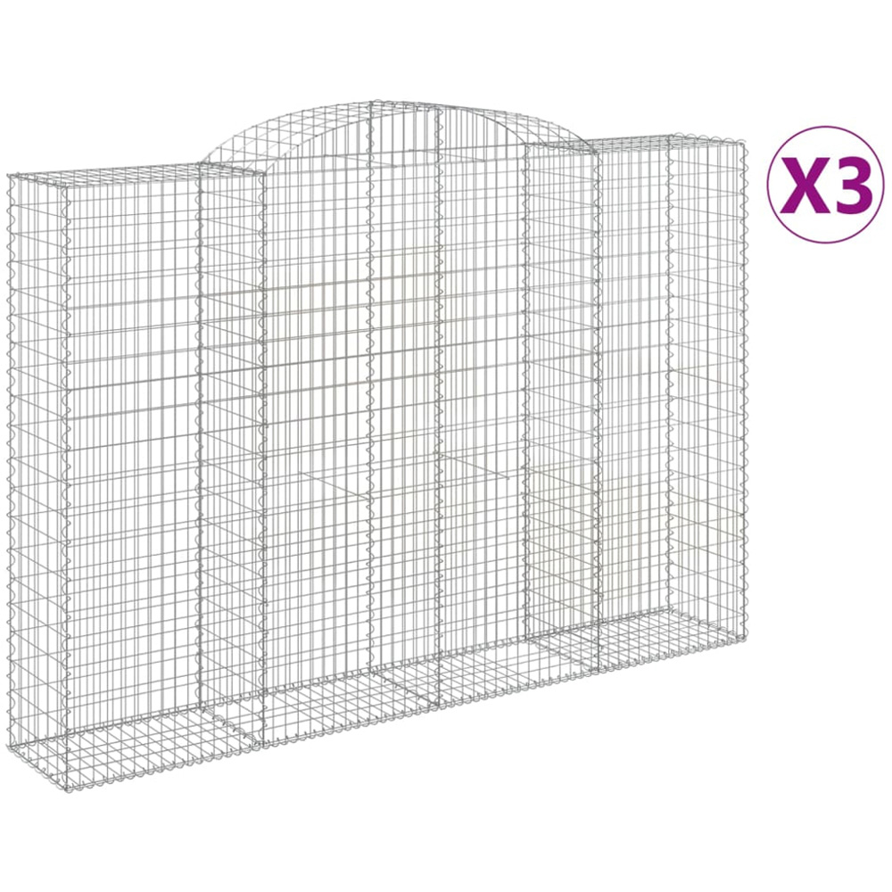 vidaXL Silver Galvanised Iron Arched Gabion Basket 300 x 50 x 200/220cm 3 Pack Image 4