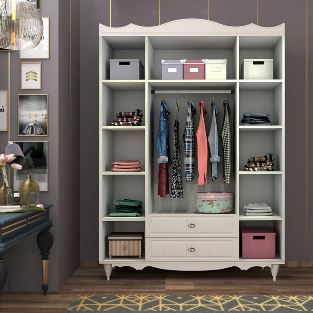 Evu RAVEN 4 Door 2 Drawer White Mirror Wardrobe Image 4