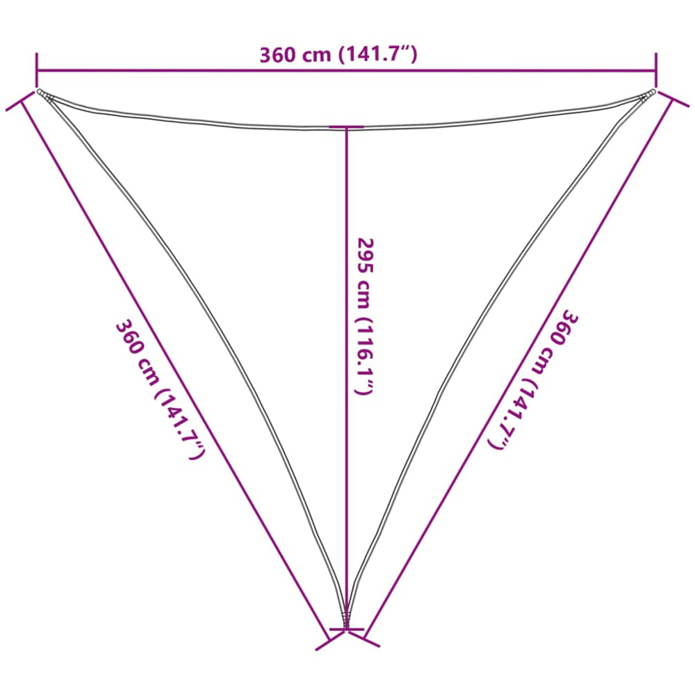 vidaXL Yellow Triangular Sun Shade Sail 3.6 x 3.6 x 3.6m Image 9