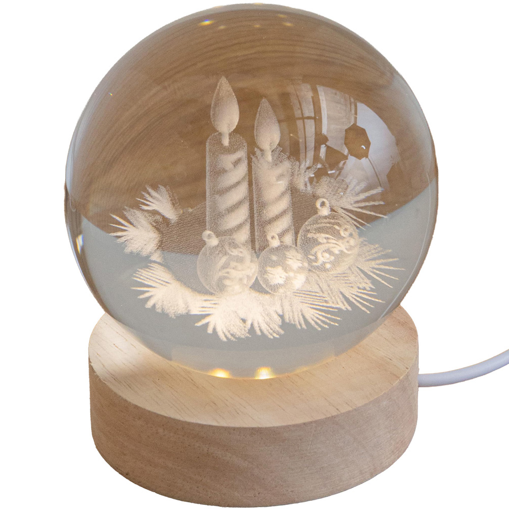 Samuel Alexander Warm White LED Etched Candle Globe USB Powered Christmas Decoration 10cm Image 1
