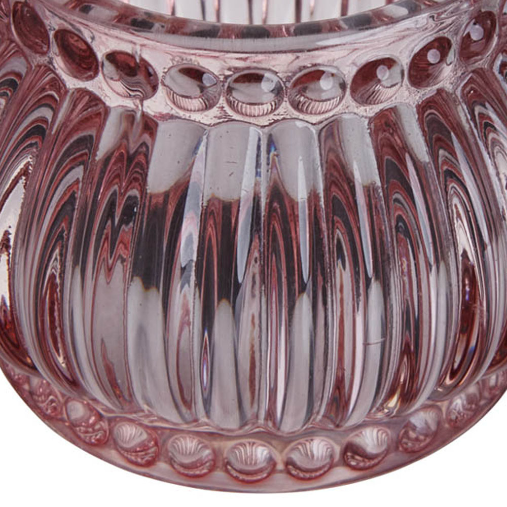Wilko Vintage Pink Glass Tealight Holder Image 5