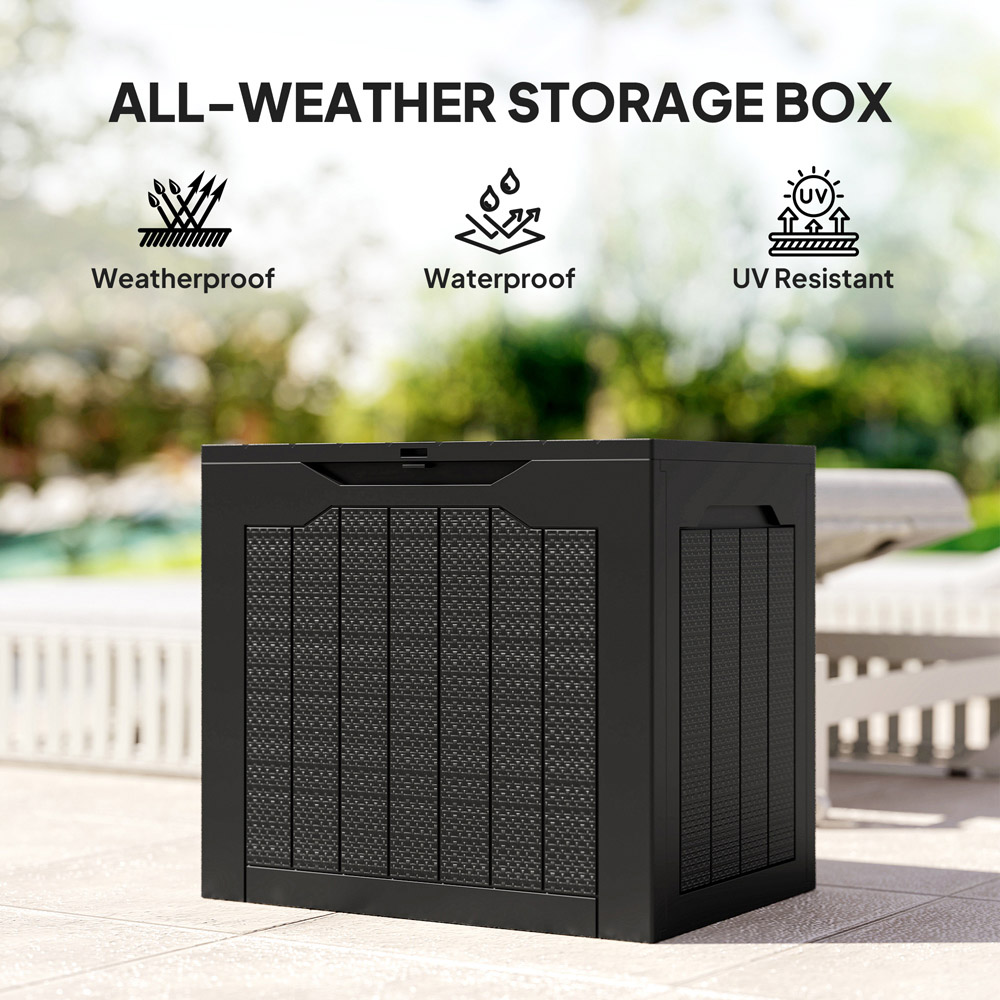 Outsunny 93L Black Plastic Garden Storage Box Image 7