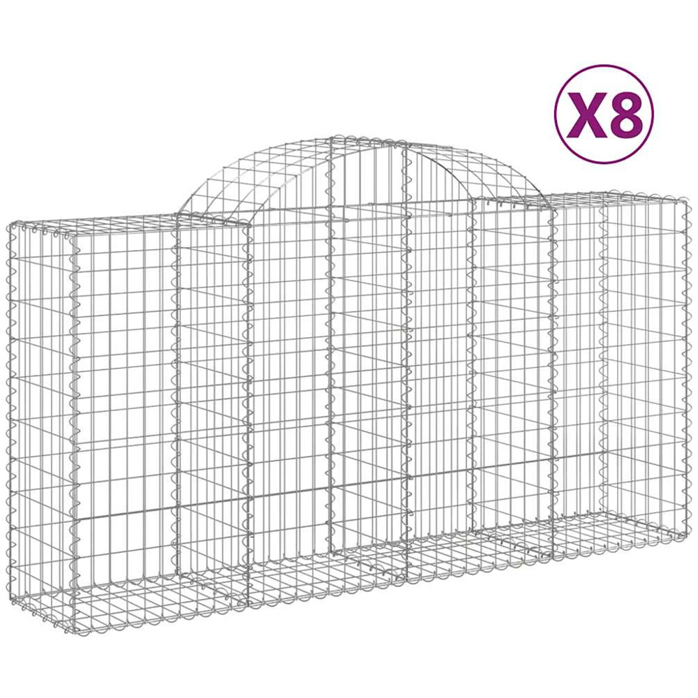 vidaXL Silver Galvanised Iron Arched Gabion Basket 200 x 50 x 100/120cm 8 Pack Image 4
