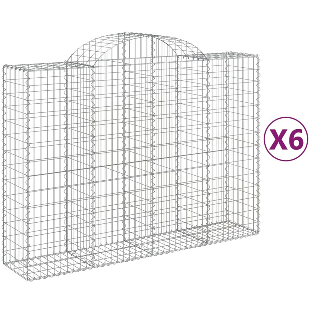vidaXL Silver Galvanised Iron Arched Gabion Basket 200 x 50 x 140/160cm 6 Pack Image 2