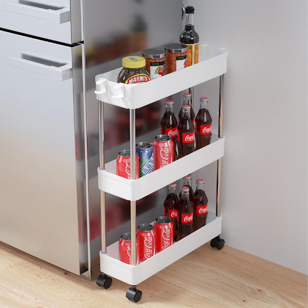 Living And Home 3 Tier White Plastic Corner Shelf Rack Image 2