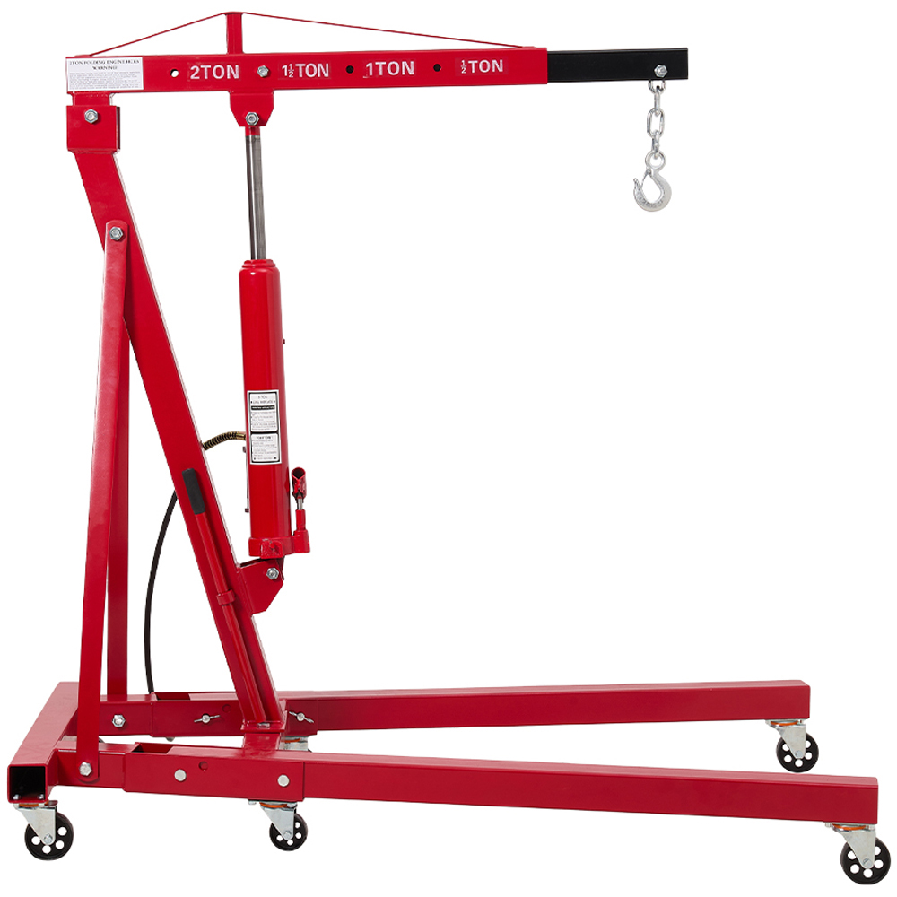 Living and Home Red Adjustable Boom and Wheels Hydraulic and Pneumatic Engine Crane Image 1