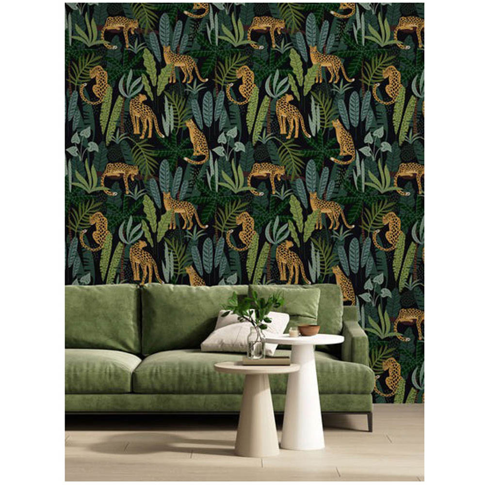 Bobbi Beck Eco Luxury Leopard Print Black Wallpaper Image 2