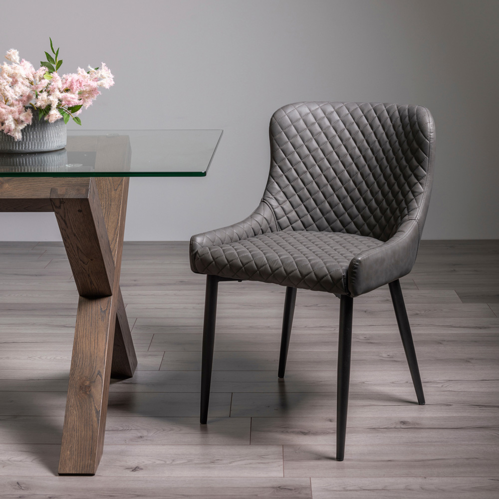 Bentley Designs Cezanne Set of 2 Dark Grey Velvet Dining Chair Image 6