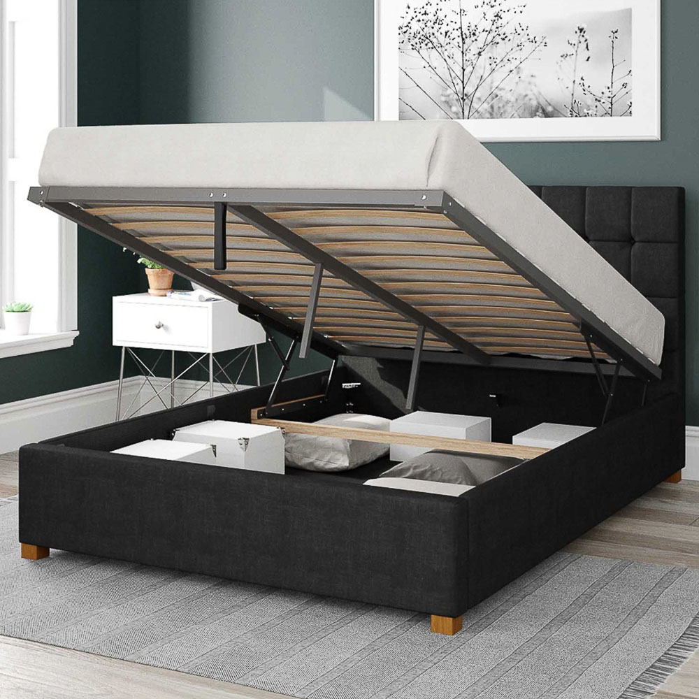 Aspire Sinatra Small Double Ebony Malham Weave Ottoman Bed Image 2