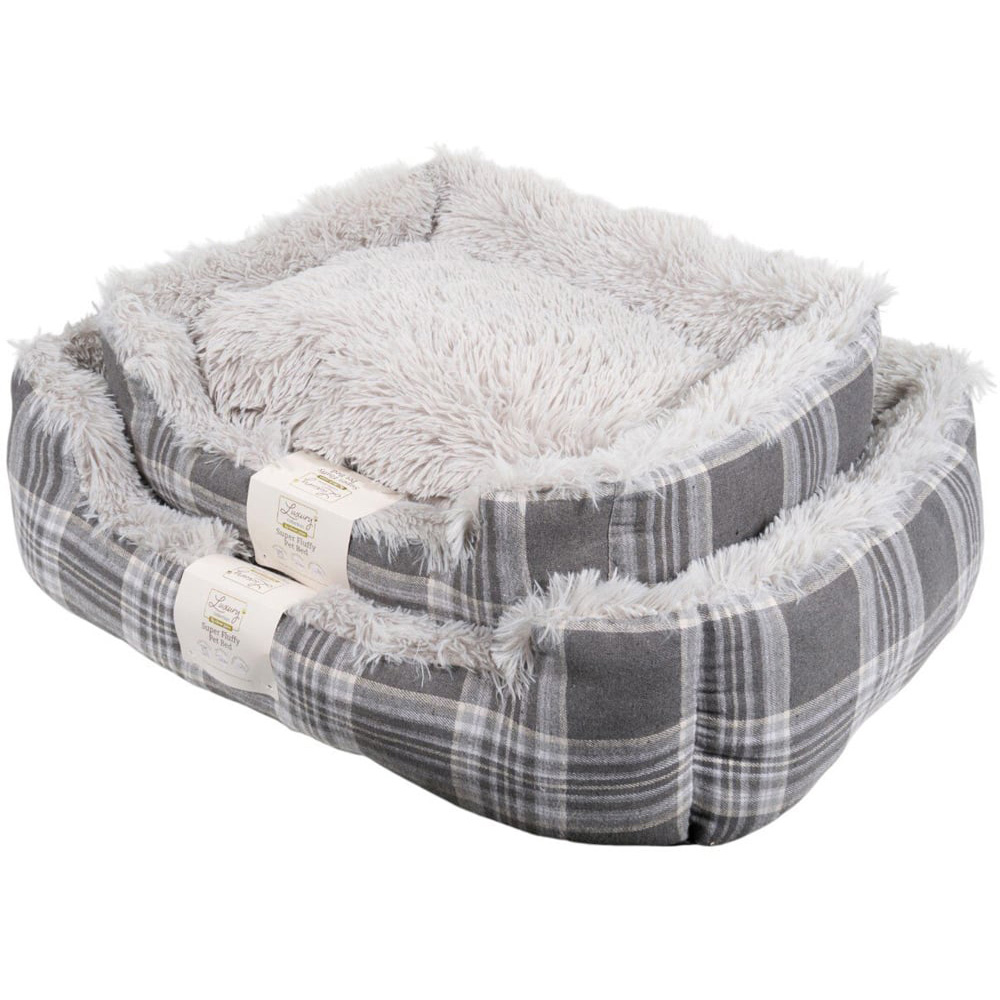 Super Fluffy Soft Pet Bed Grey Large Image 4