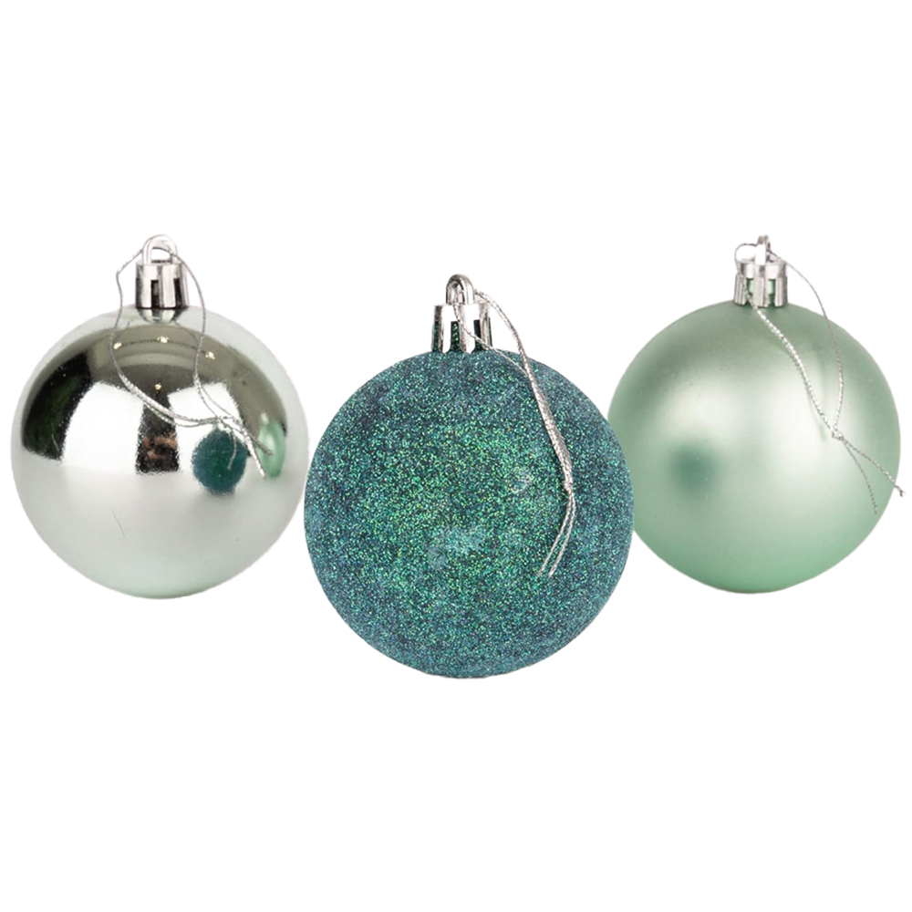 Shatchi 5cm Turquoise Shatterproof Christmas Baubles 12 Pack Image 2