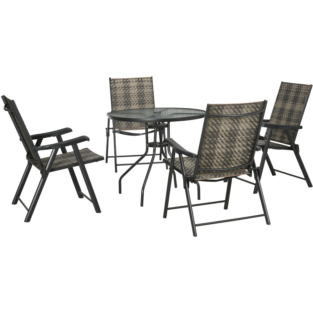Outsunny Rattan 4 Seater Dining Set Mixed Grey Image 2
