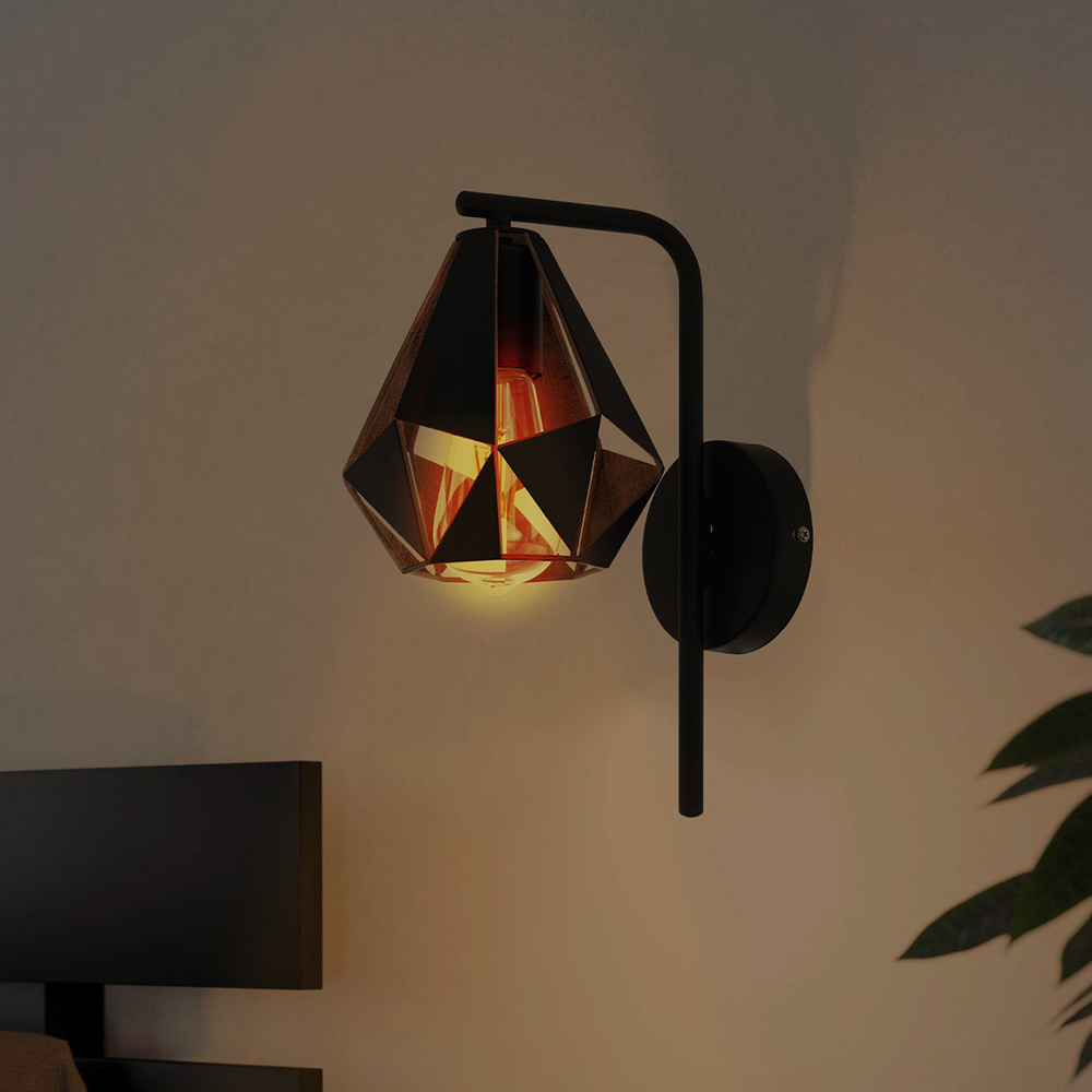 EGLO Carlton 4 Black and Copper Wall Lamp Image 4