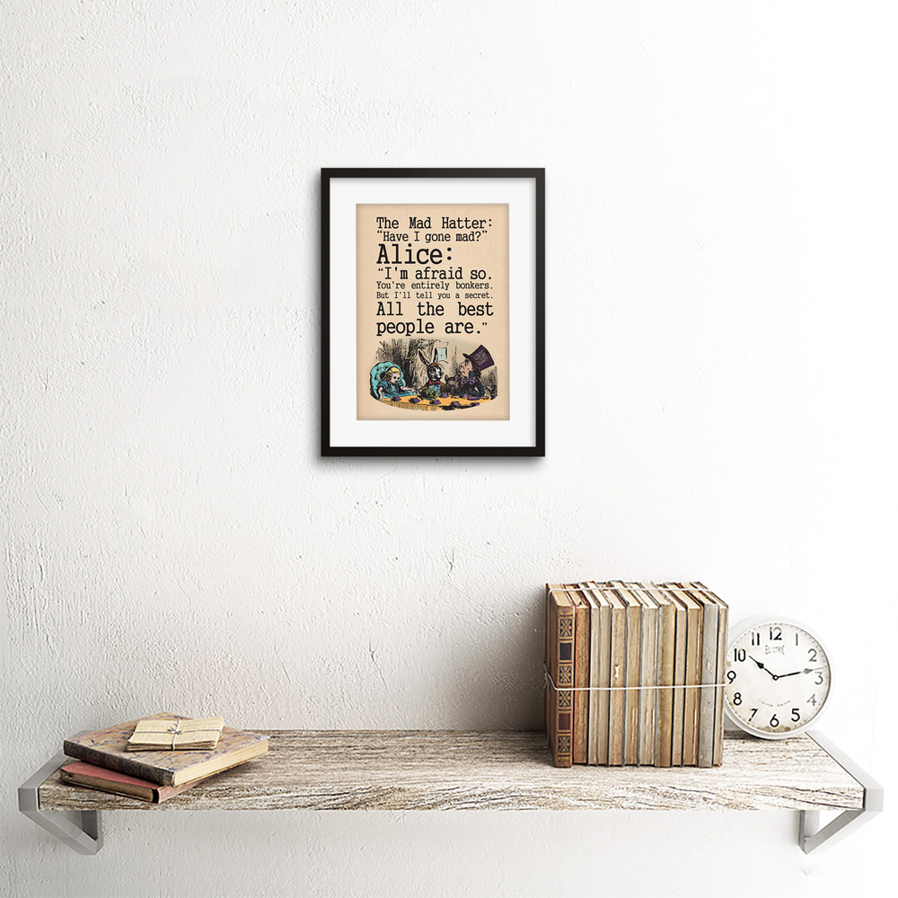 Wee Blue Coo Alice in Wonderland Mad Hatter Tea Party Quote Framed Wall Art Print 23 x 18cm Image 2