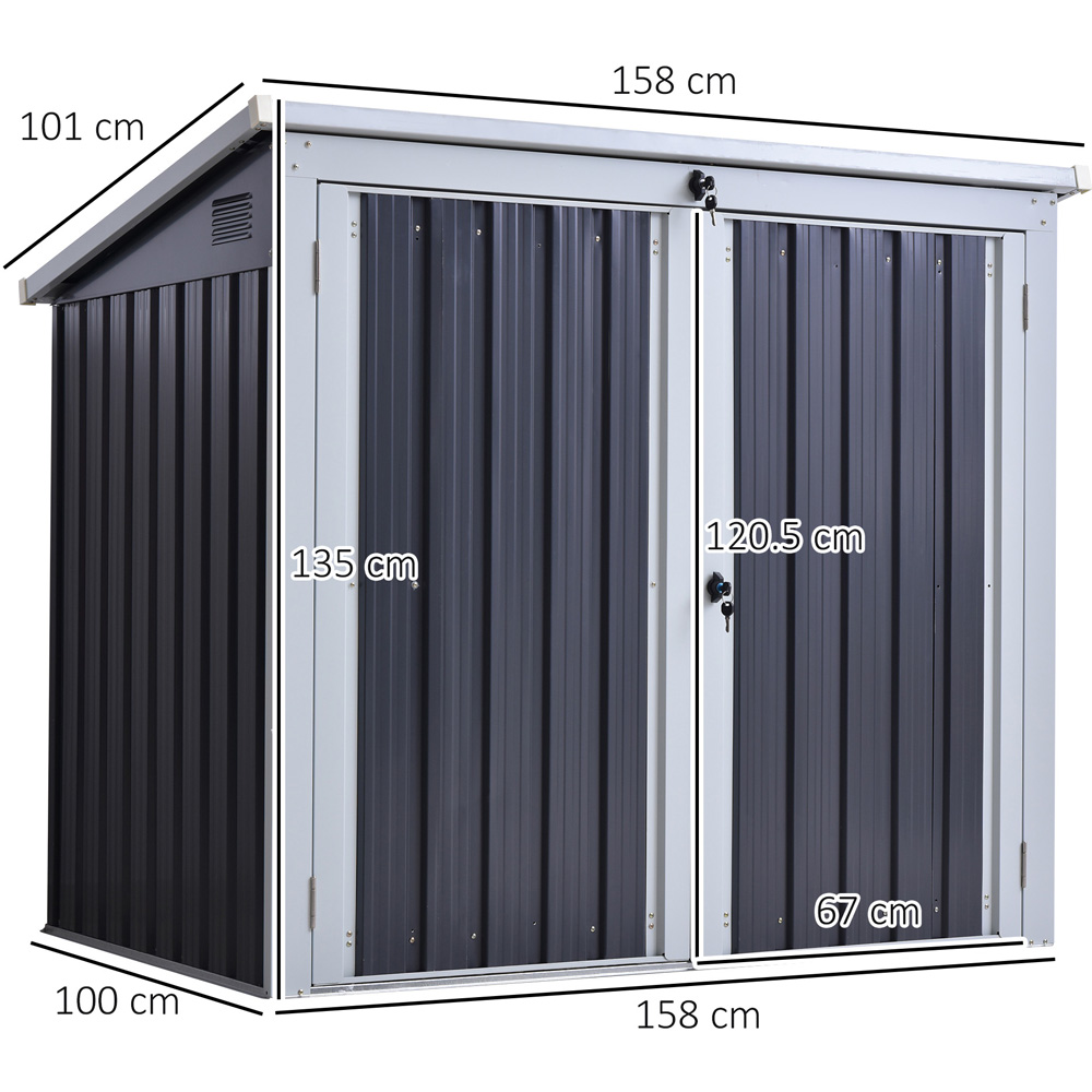 Outsunny 5 x 3ft Grey Metal 2 Bin Garden Shed Image 8