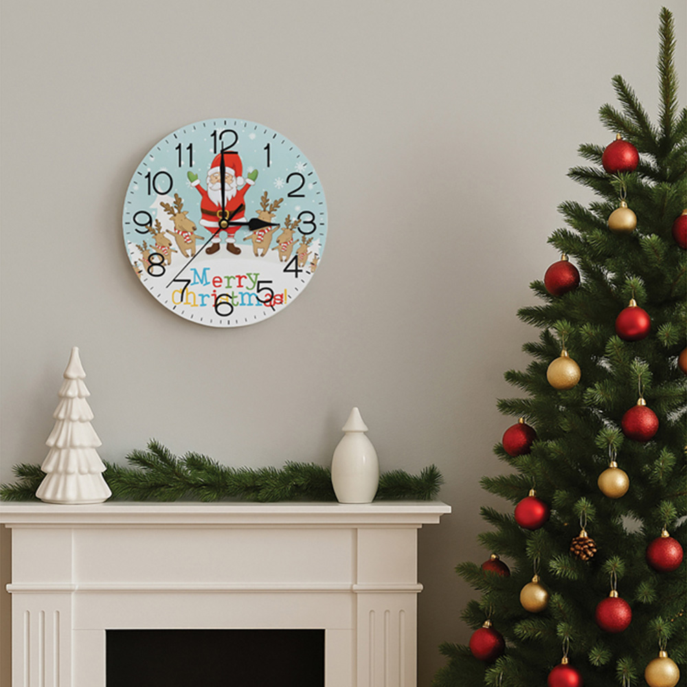 Xmas Haus Festive Santa and Reindeer Christmas Clock Image 4