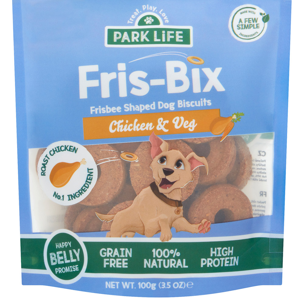 Park Life Fris-Bix Chicken and Veg Frisbee Shaped Dog Biscuits 100g Image 2