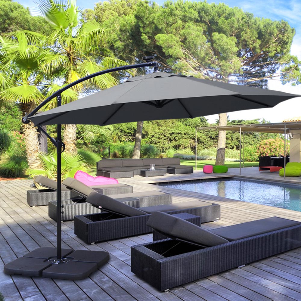 Living and Home Dark Grey Cantilever Parasol with Square Base 3m Image 6