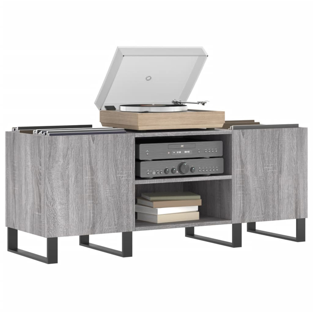 vidaXL 2 Shelf Grey Sonoma Wide Record Cabinet Image 3
