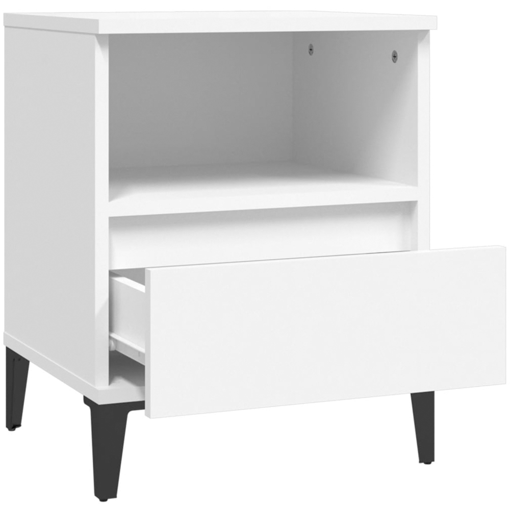 vidaXL Set of 2 Single Drawer Single Shelf White Bedside Cabinet Image 3