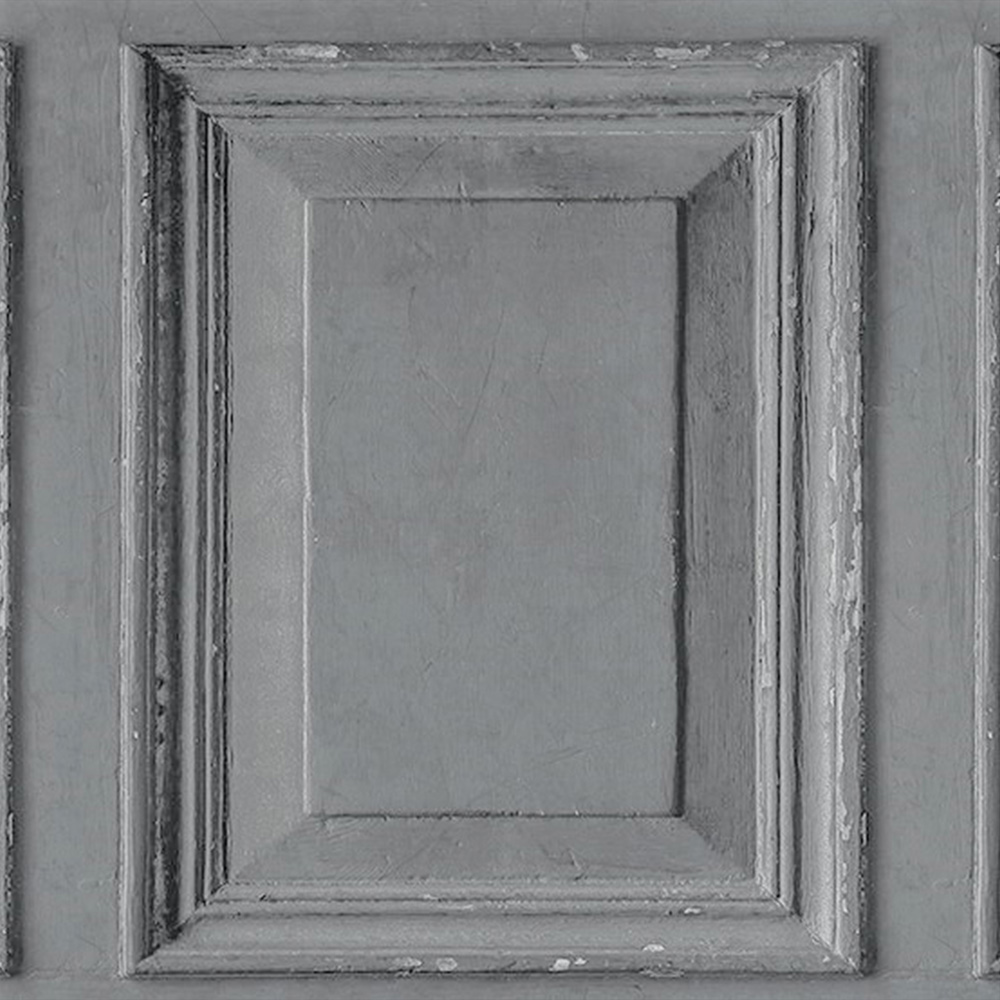 Grandeco Distressed Aged Rustic Wood Panel Grey Wallpaper Image 1