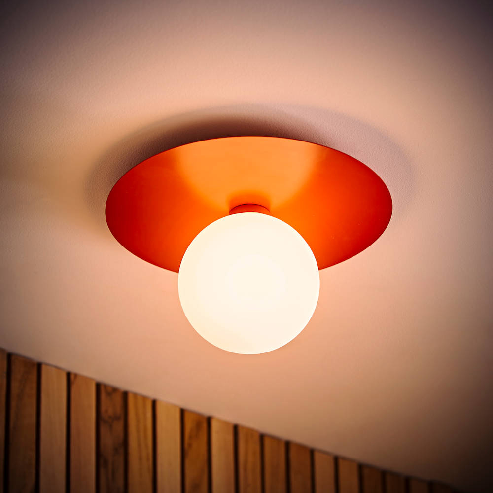 ValueLights Darla Rust Frosted Globe Bathroom Flush Ceiling Light and Bulb Image 2