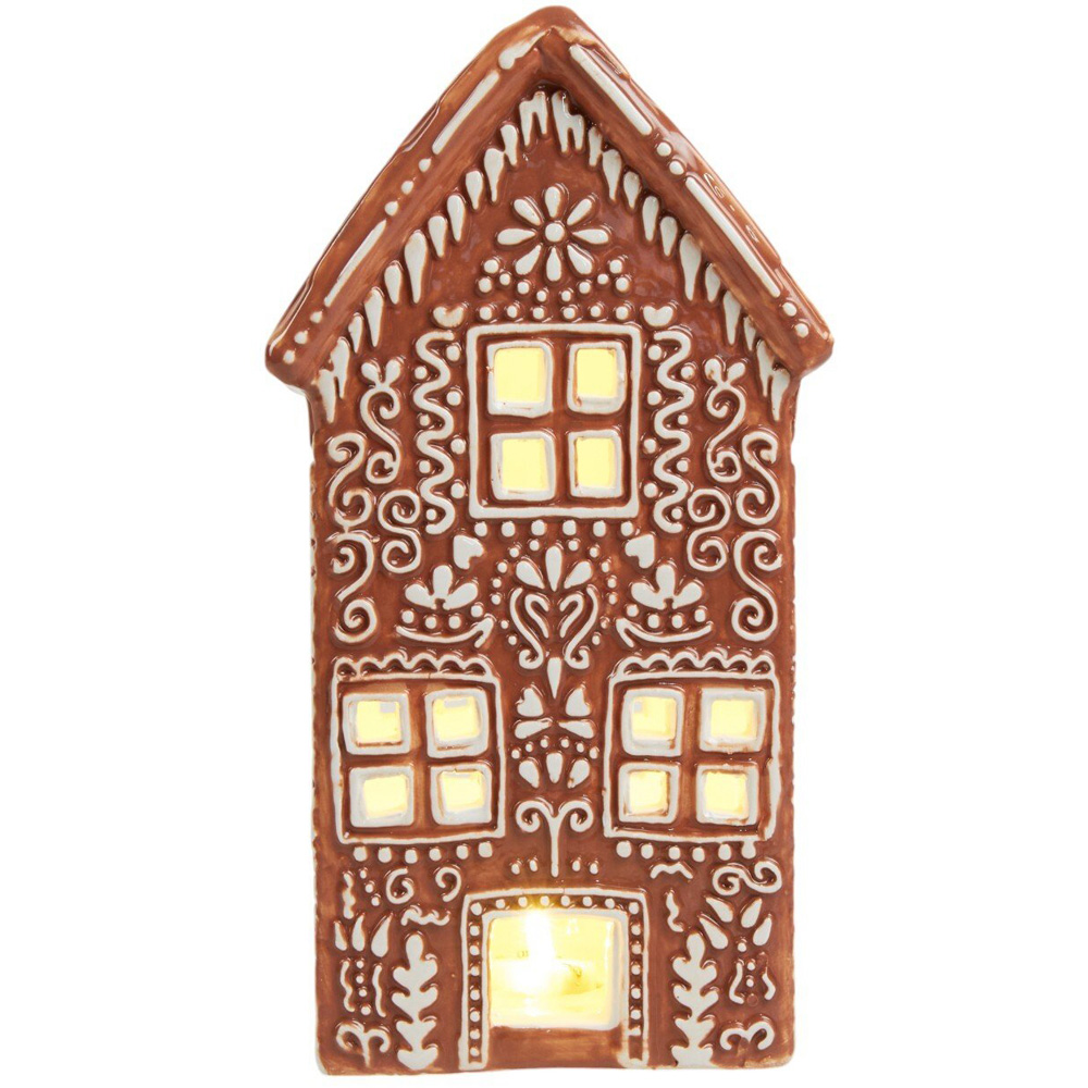 Gingerbread LED House Ornament Brown Image 3