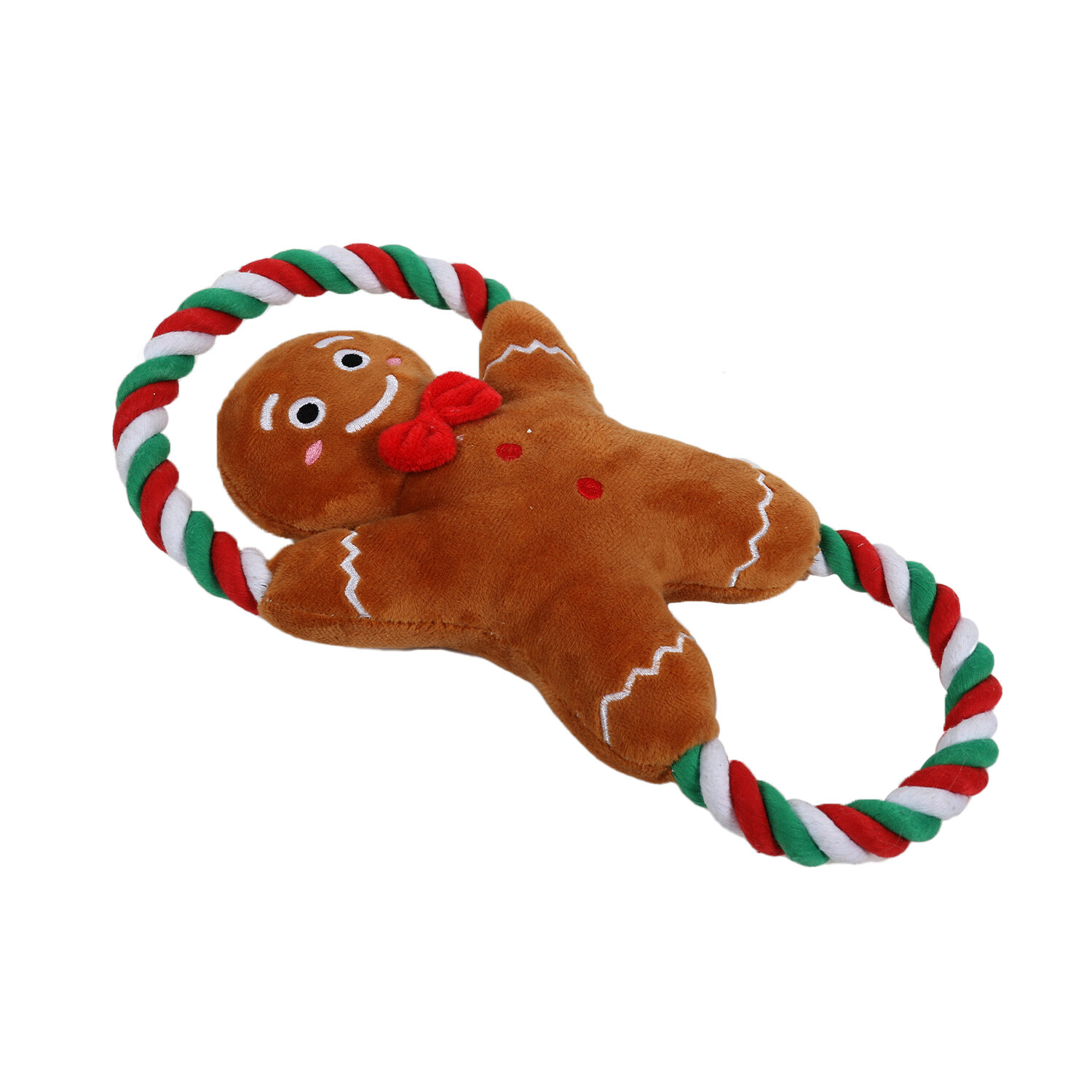 All I Want For Christmas Brown Gingerbread Rope Tugger Dog Toy Image 2