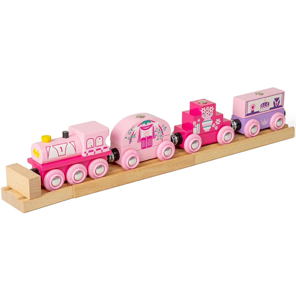 Bigjigs Rail Kids 9 Piece Princess Train Engine and Carriage Set Image 1