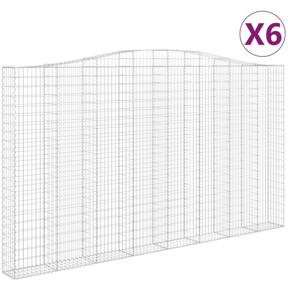 vidaXL Silver Galvanised Iron Arched Gabion Basket 400 x 30 x 220/240cm 6 Pack Image 4