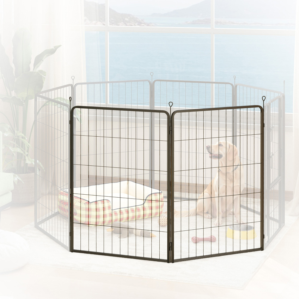 PawHut 2 Piece Large Black Dog Pen with Expansion Pack Image 2
