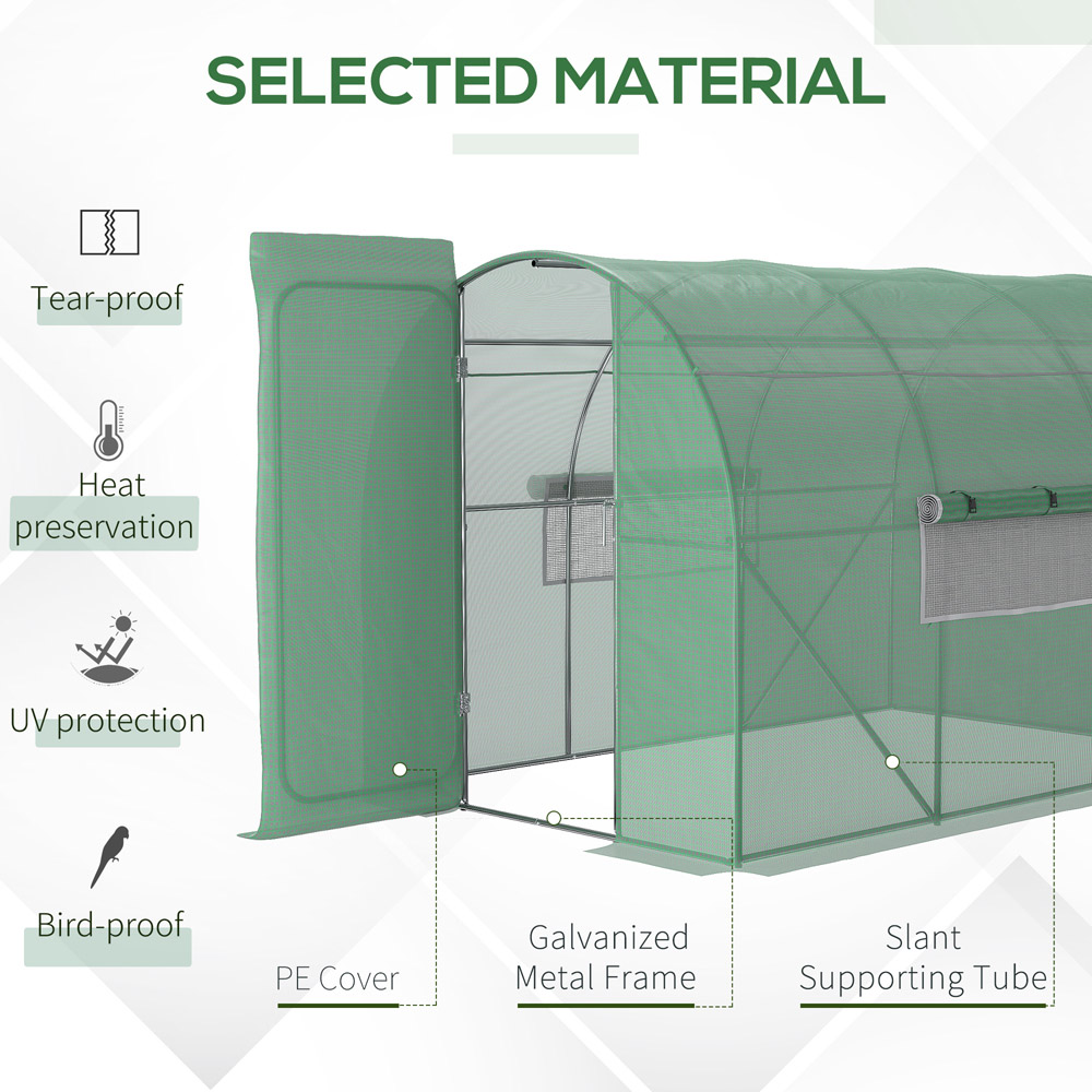 Outsunny Green Steel 6.5 x 10ft Walk In Polytunnel Greenhouse Image 7