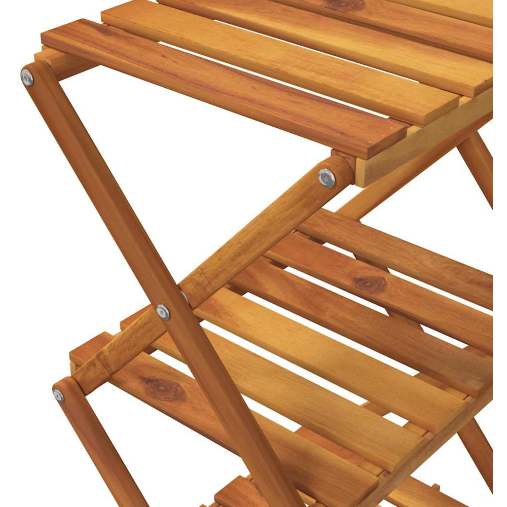 vidaXL 3 Shelf Brown Solid Acacia Wood Foldable Slatted Display Unit Image 9
