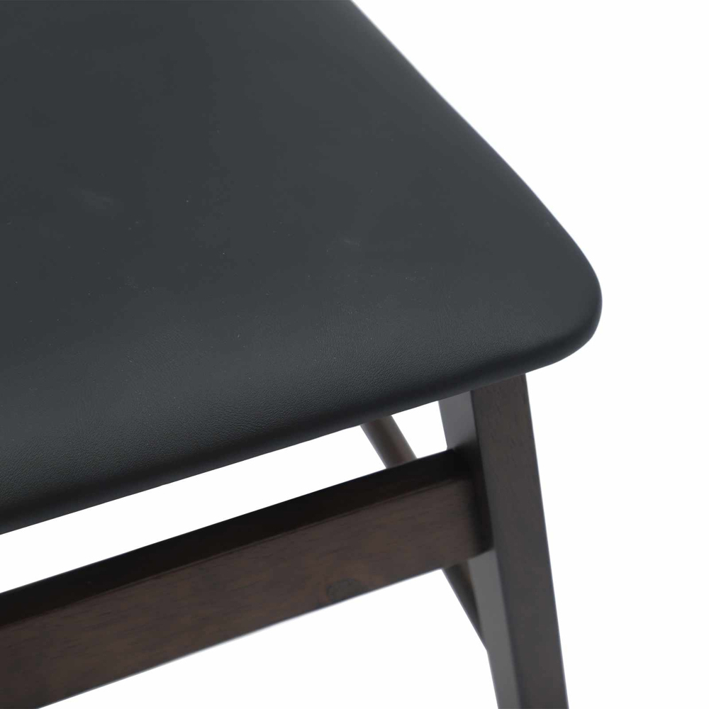 vidaXL Set of 2 Light Brown and Black Rubberwood Rectilinear Vintage Dining Chairs Image 7