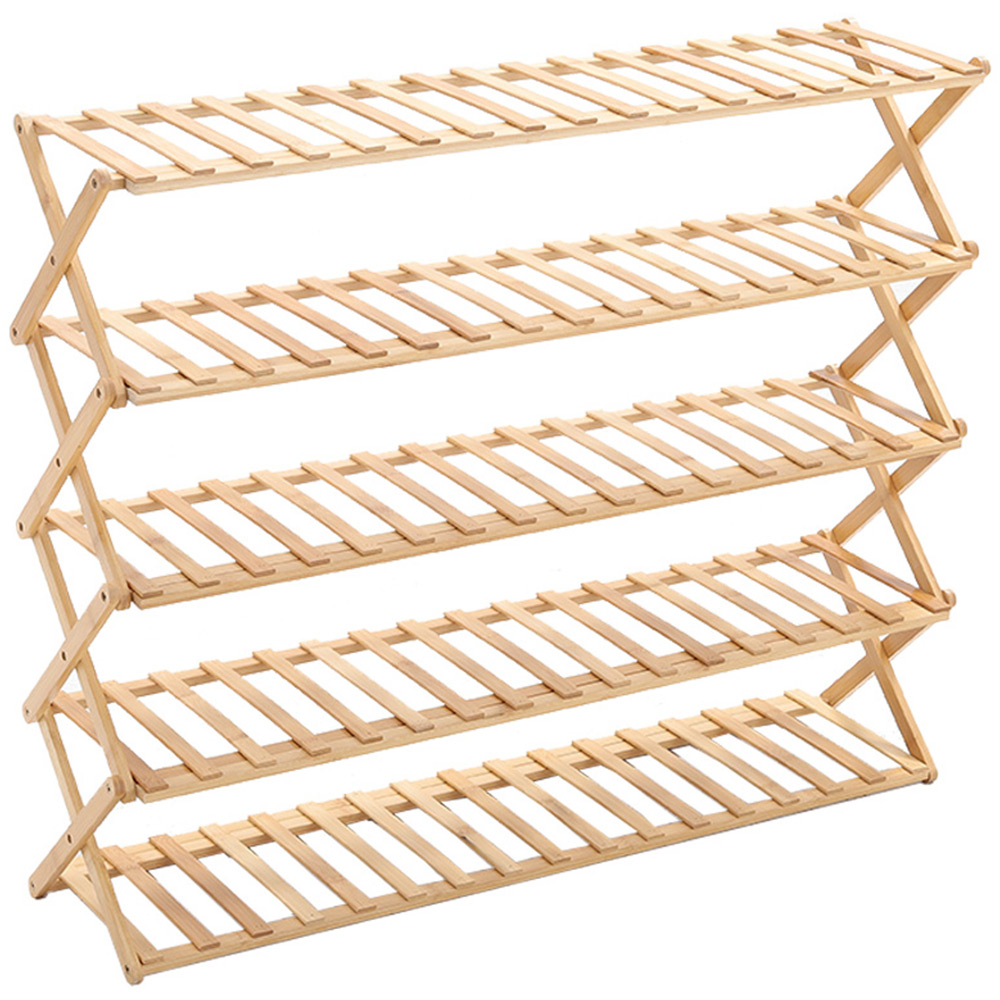 Living And Home 5-Tier Bamboo Flower Stand Rack Holder Multifunctional Storage Image 1