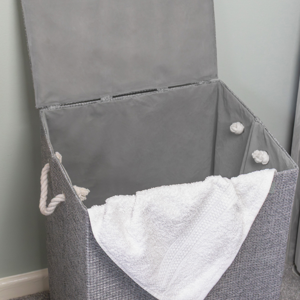 JVL Chroma Grey Foldable Laundry Hamper with Lid Image 6
