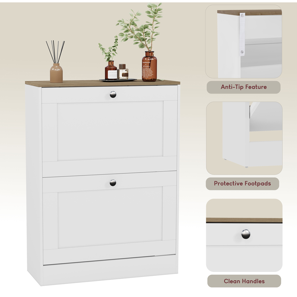 VIDA DESIGNS 2 Drawer White and Oak Effect Shoe Cabinet Image 8