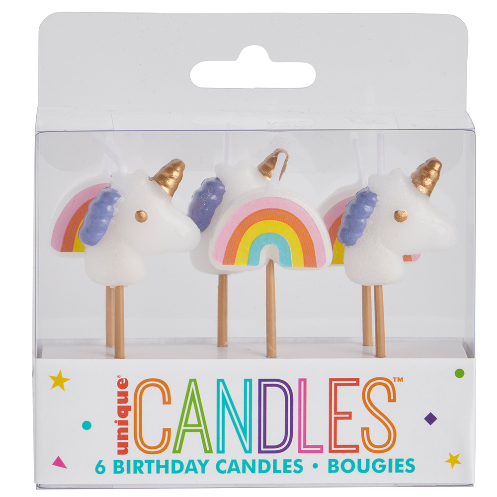 Wilko Unicorn Rainbow Cake Candles 6 Pack Image 4
