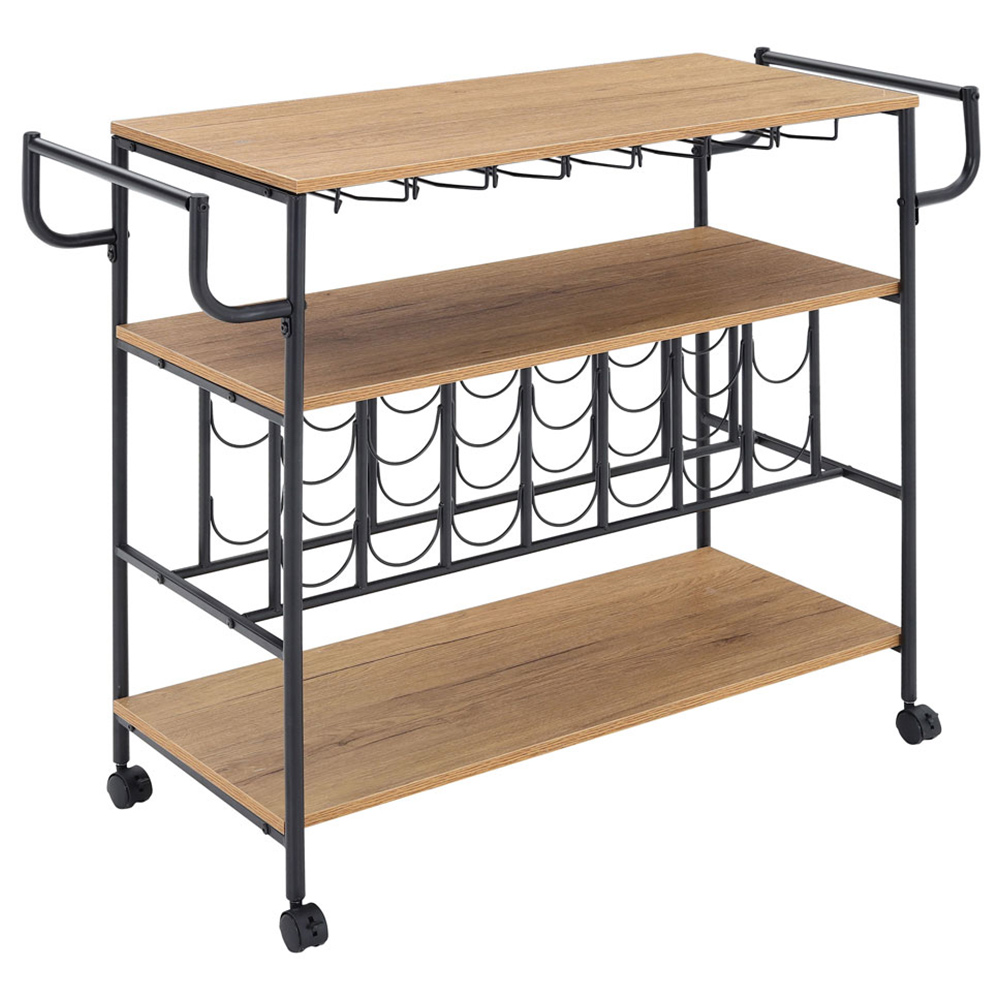 Living and Home 4 Tiers Rolling Serving Bar Cart Image 1