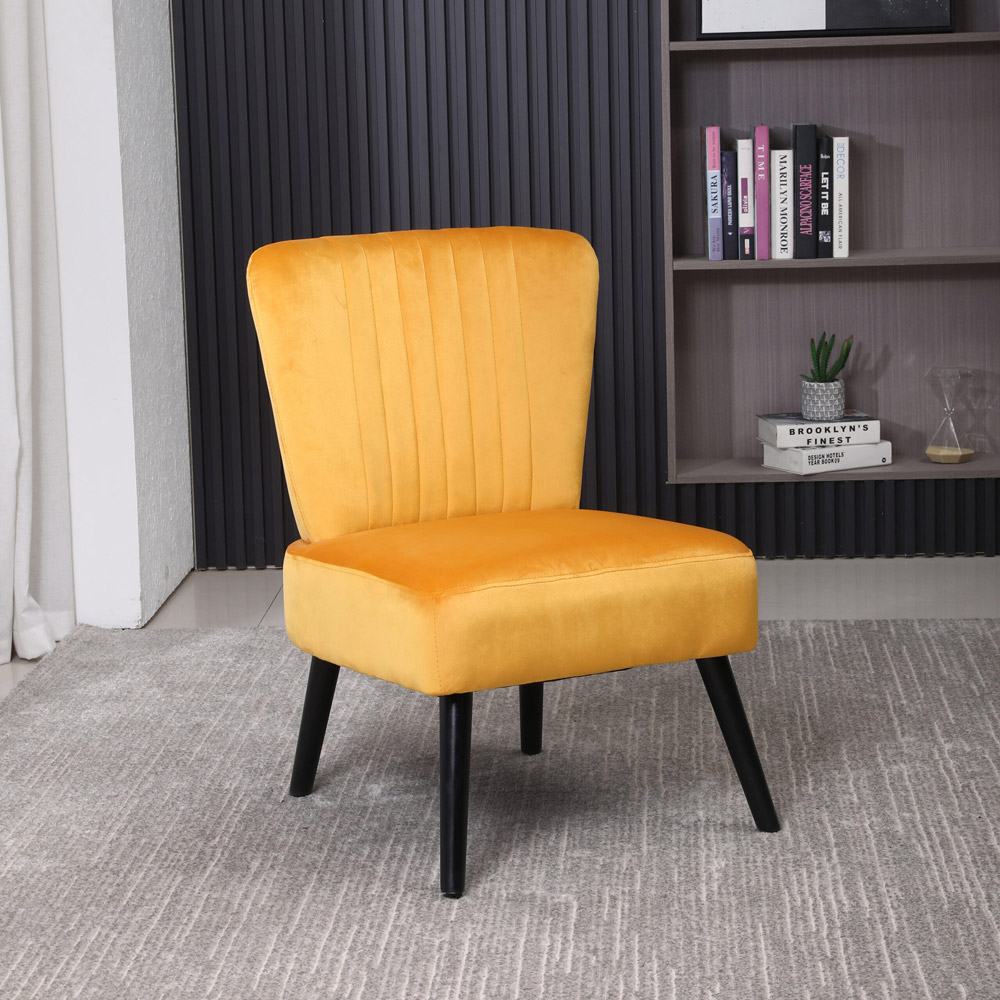 Neo Mustard Yellow Velvet Shell Chair Image 3
